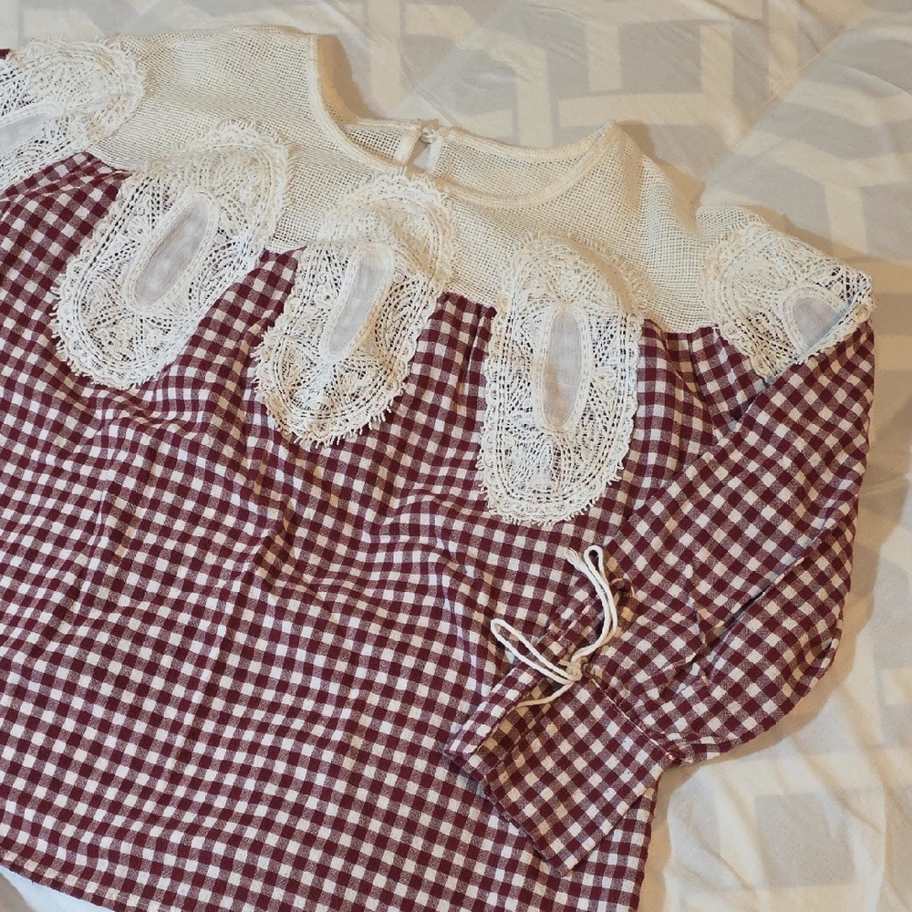 Checkered Lace Top